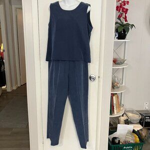 Dusty Blue Suede-like Pant Set Size 14 EUC